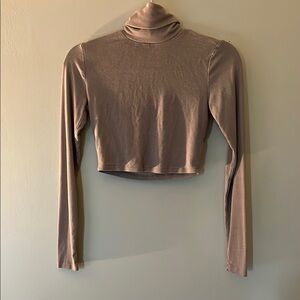 Garage Taupe Long Sleeve Crop Top